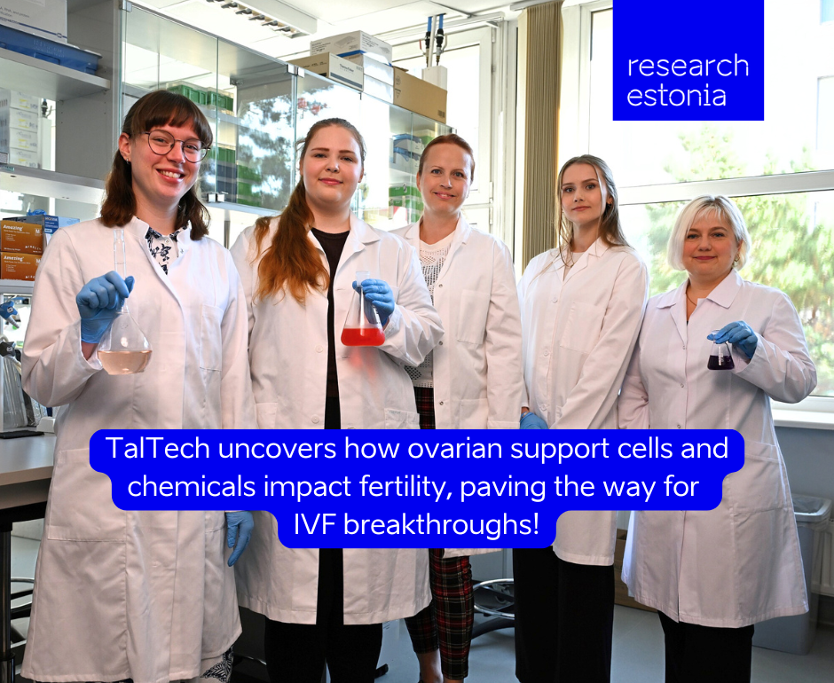 An inspiring team driving groundbreaking advances in reproductive science! From the left: Triin Sild, Inge Varik, Agne Velthut-Meikas, Katariina Johanna Saretok, Airi Rump. Photo: TalTech.