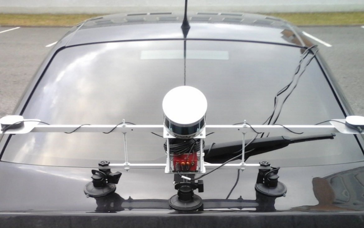 MLS sensors on a purpose-built frame mounted on car’s rear-side