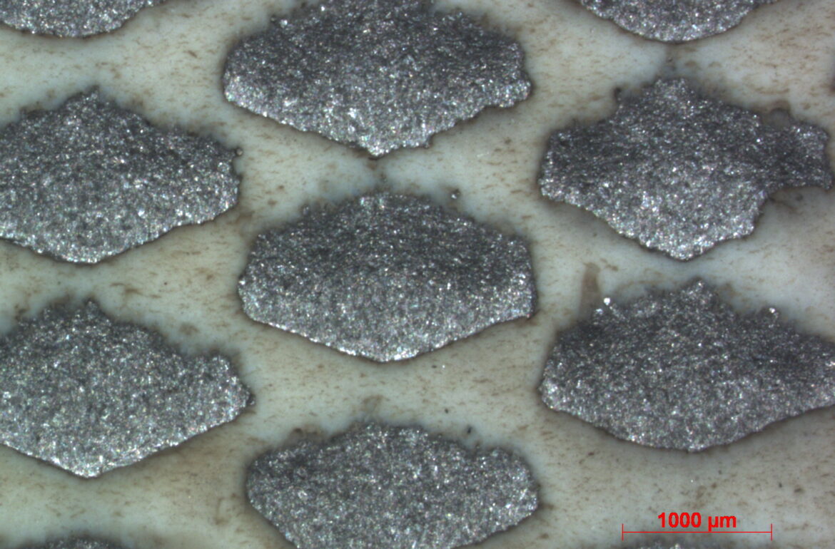 Optical image of material surface after erosion testing with speed of 30 m/s and impact angle of 30 degrees. Photo by Rahul Kumar.