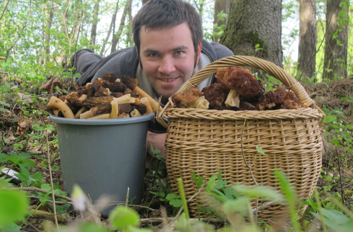 Estonian scientist Leho Tedersoo showing off his early spring mushroom haul. Photo credit: Leho Tedersoo