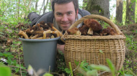 Estonian scientist Leho Tedersoo showing off his early spring mushroom haul. Photo credit: Leho Tedersoo