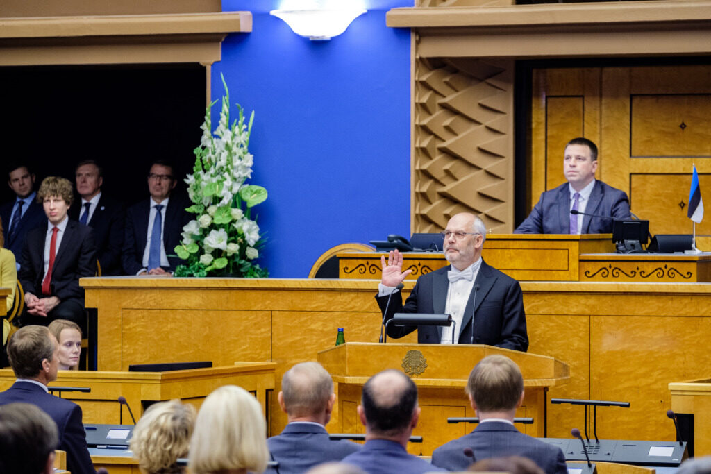 President Alar Karis at the inauguration ceremony at Riigikogu on October 11, 2021. Photo Credit: Office of the President of the Republic