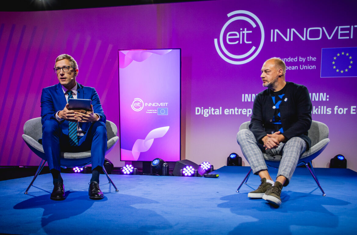 The conference day of EIT Digital was led by ERR journalist Johannes Tralla, who also interviewed the EIT Digital's Chairman of the Board, Linnar Viik. Photo credit: Harry Tiits